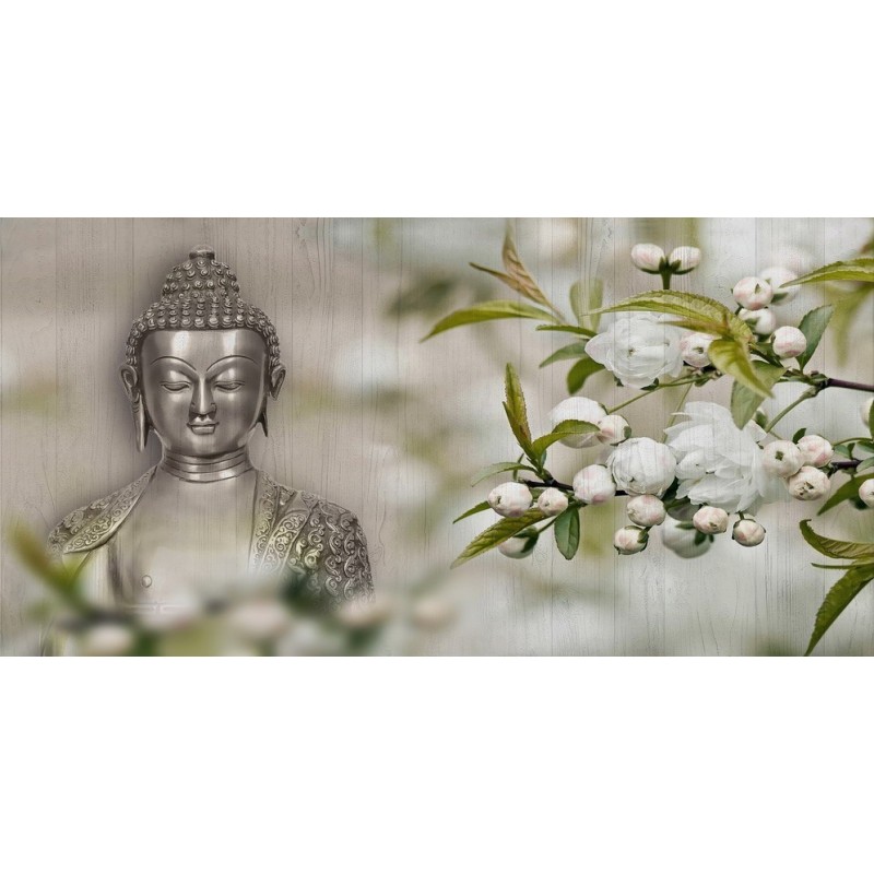 Arte moderno-Cuadro decorativo Buda flores-decoración pared-Cuadros Dormitorio elegantes-venta online